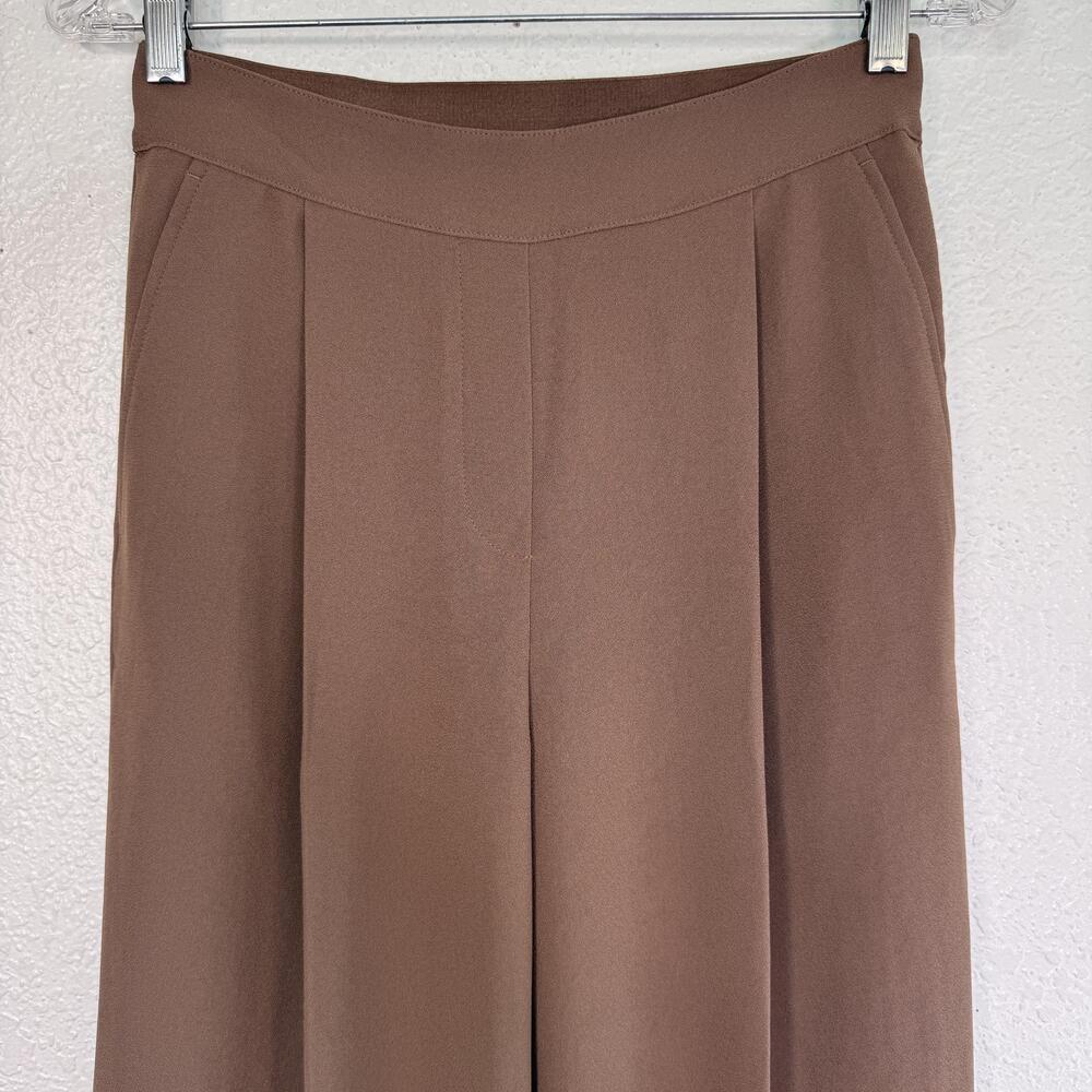 Spanx Trouser Pants Women Small Crepe Pleated Wide Leg Work Office Brown - Picture 5 of 11
